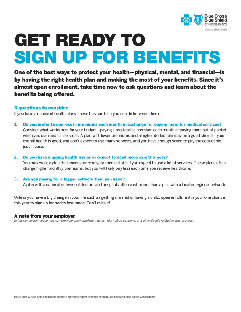 Open Enrollment Materials – Customizable  BCBSRI Pertaining To Open Enrollment Flyer Template