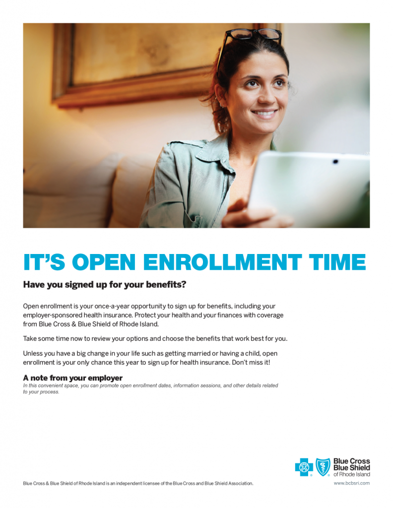Open Enrollment Materials – Customizable  BCBSRI With Regard To Open Enrollment Flyer Template
