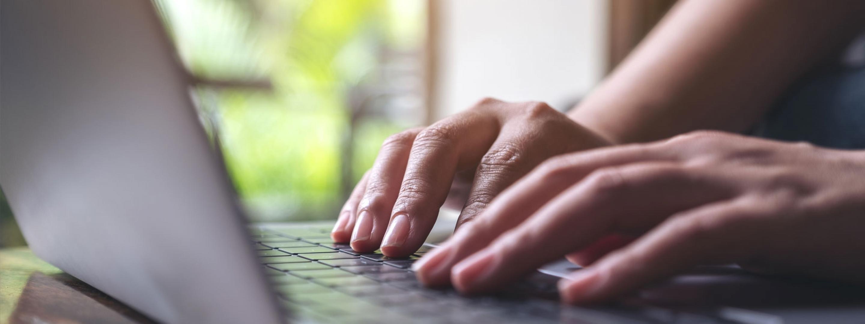 Hands on laptop computer