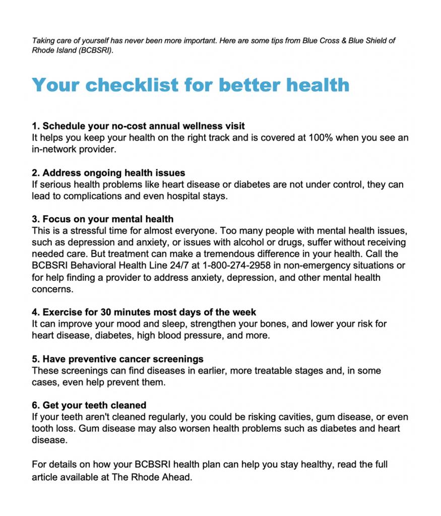 Encouraging Healthy Habits | BCBSRI