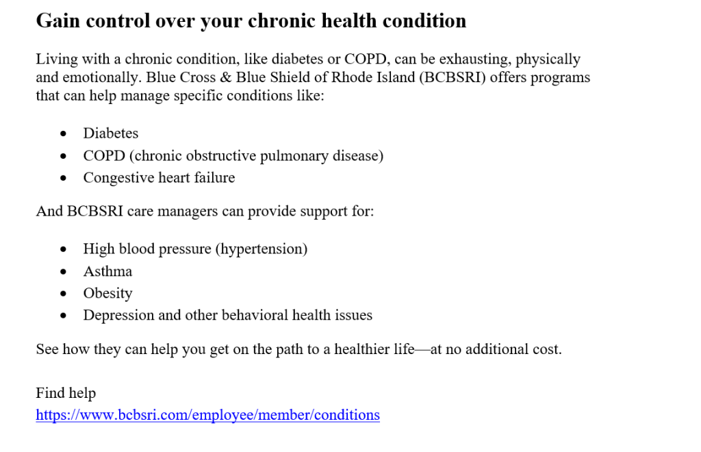 Care Management for Your Employees | BCBSRI